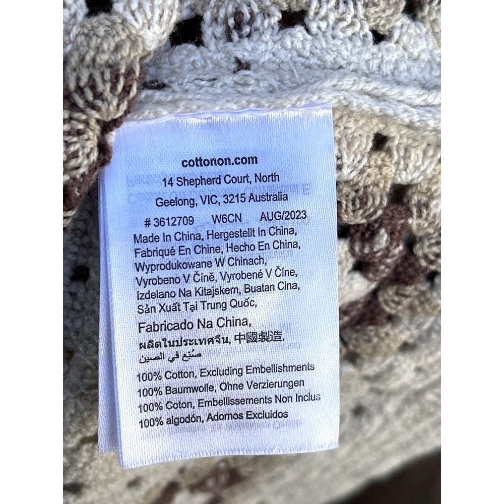 NWT Cotton On Mens Button Down Crochet Havana Shirt Sz M Granny Square Grampcore - Picture 6 of 9
